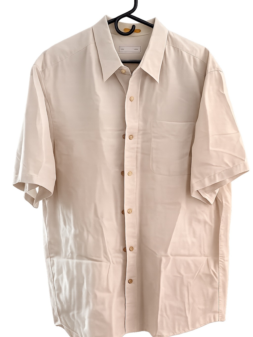 Casual Short-Sleeve Button-Down Shirt in Light Cream